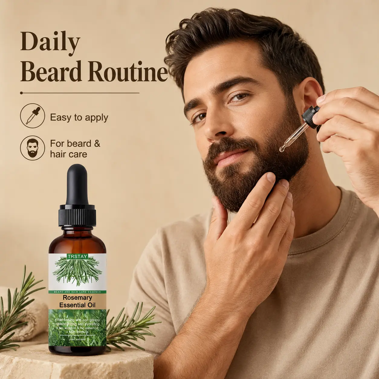 Men's Beard Oil - Daily Hair Care Moisturizing Conditioner, Beauty Products for Softening Coarse Facial Hair, Delivering Smoother, Shiny, Well-Groomed Finish