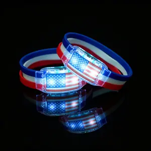 LED illuminated wristbands, silicone illuminated bracelets for sports enthusiasts, fan cheering accessories, national flag illuminated wristbands suitable for nighttime activities, concerts, and parties, adjustable, waterproof, 2PC
