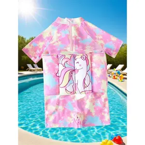 Girls/Boys Slim Fit Long Sleeve Swim Suit, Zipper Closure Float Vest, Adjustable Removable uoyancy Swimwear for Water Sports,