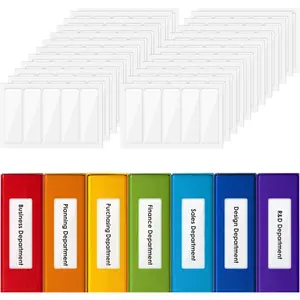 120 count Self Adhesive Pockets,Clear Label Holders Binder Labels of 1 X 3 Inch File Folder Labels Clear Adhesive Pockets Holder with Top Open for Storage Bins Notebooks Boxes Label Inserts