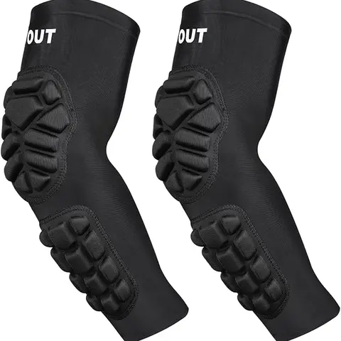 TUOY Unisex EVA Foam Elbow Compression Sleeves - 1-Pair Knit Shock Absorbing Lightweight Gear, Form-Fitting Durable Blend, Soft Shell Safety, Fitness Fall Protection & Arm Support for Football, Biking
