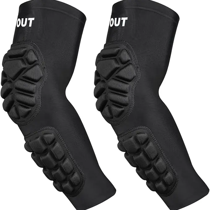 TUOY Unisex EVA Foam Elbow Compression Sleeves - 1-Pair Knit Shock Absorbing Lightweight Gear, Form-Fitting Durable Blend, Soft Shell Safety, Fitness Fall Protection & Arm Support for Football, Biking