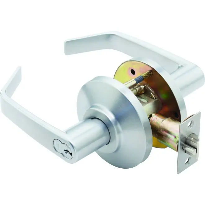 Stanley Best 7KC37AB15DS3626 2.75 in. 7K Series Backset 7 Pin Entry 15 Lever & D Rose ANSI Strike Less Core, Satin Chrome
