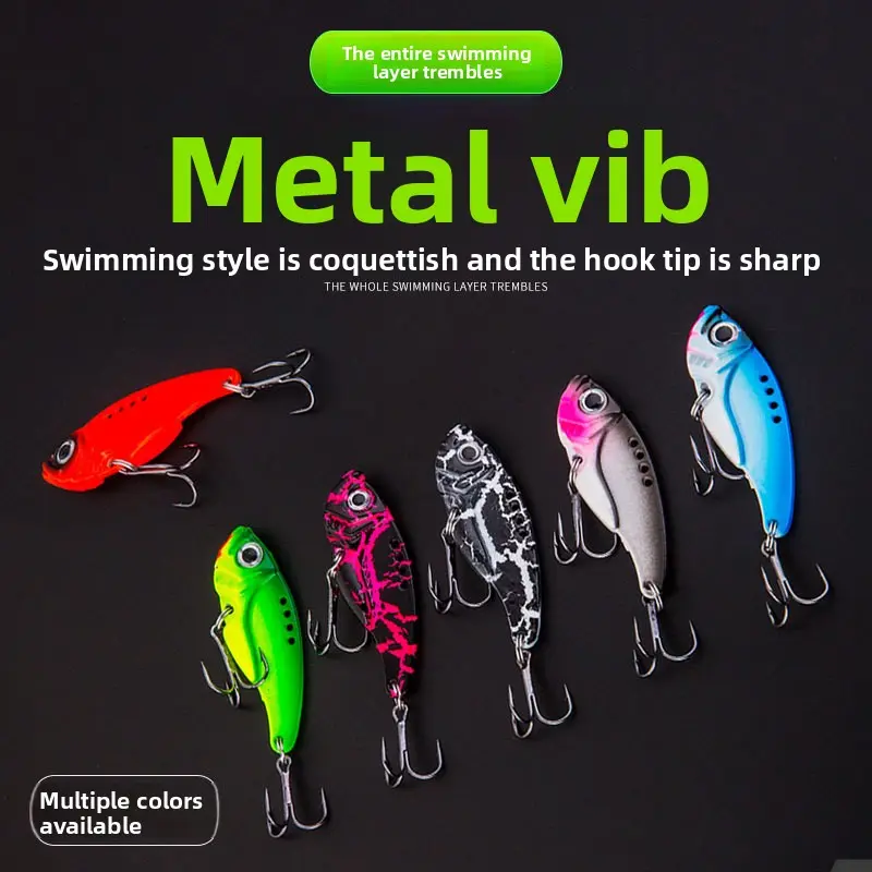 New Metal Vibration Lure, Colorful Hard Bait for Saltwater Fishing Lures, Freshwater Bass, Trout, Pike Predator Fish, Freshwater Fishing, 10G Black Back Pink Head Metal Vib, 10G Colorful Metal Vib