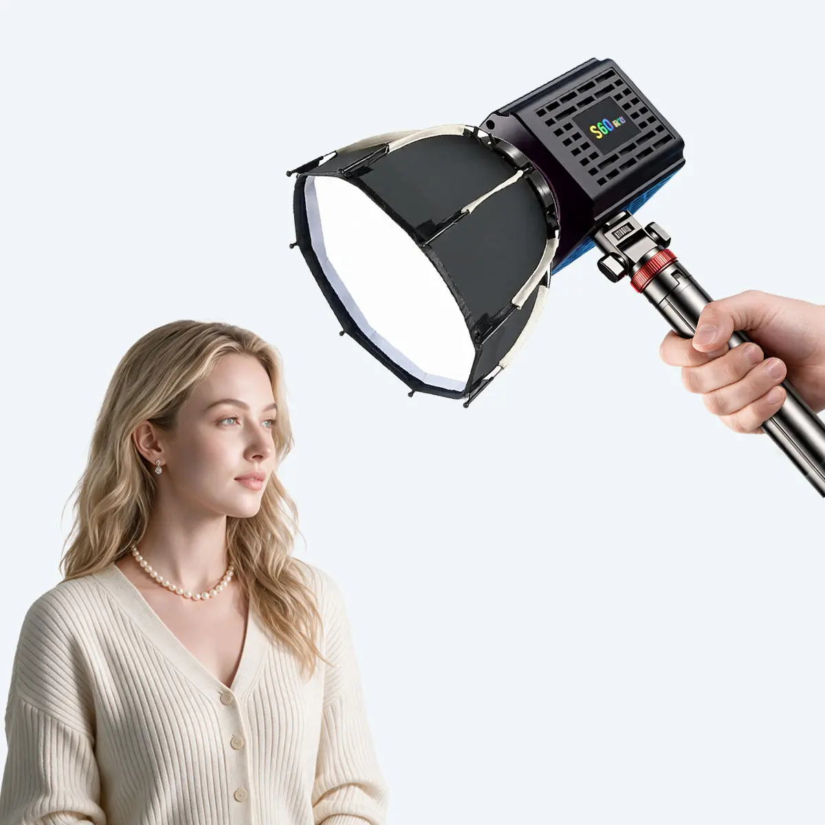 2026 Upgraded 3-in-1 RGB COB Video Light Kit,12000mAh Long Battery Fast Charging,3200K–6500K Adjustable Studio Fill Light for Vlogging,Live Streaming & Filming,30cm Octagonal Softbox with Honeycomb Grid,Bowens Quick Release & 2M Adjustable Stand