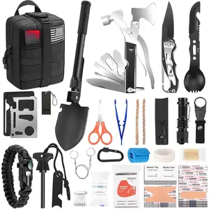Gifts  Men Christmas Dad, Survival Kit, 150 PCS Survival Gear and Supplies Equipment with Trauma Bag, Molle Pouch Emergency Kit  Outdoor Camping, Hunting, Car, Home, Earthquake, Adventures