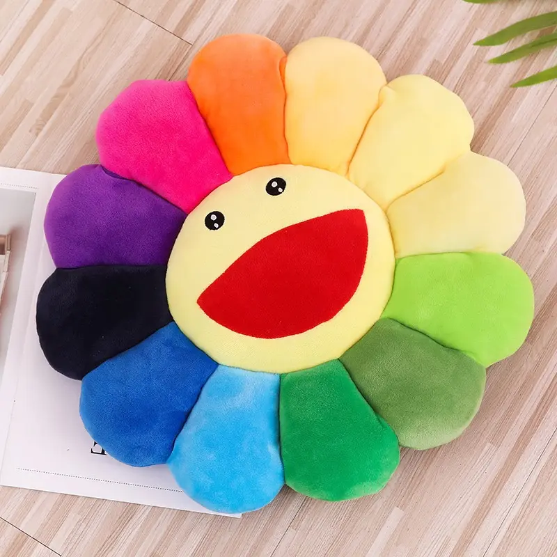 MIUVA Smile Face Flower Plush Pillow, Soft Rainbow Throw Cushion for Sofa, Bed and Chair, Colorful Decorative Pillow for Bedroom, Living Room and Home Decor