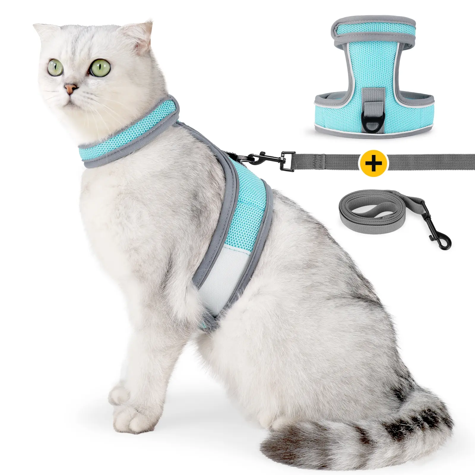 Cat anti slip chest and back set, traction rope Velcro reinforced walking rope, breathable and heat dissipating, reflective at night, easy to wear pet chest  set, Adjustable , Universal  non stop dog girl boy service walk hands-free leash heavy duty waist