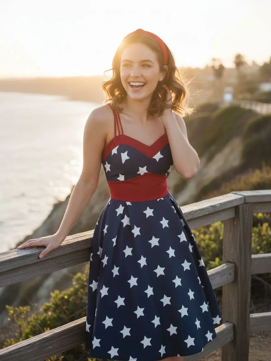 RETRO STAGE Women's 1950s Navy Blue Stars Spaghetti Strap Sleeveless Casual  Dress, Summer Casual Wear, Casual Dresses,summervibes
