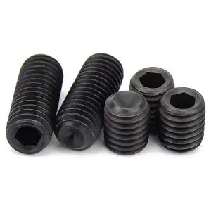 M3-0.5 x 16mm Black Hex Socket Set Grub Screws,Headless Cup Point,Flat Point Grub Bolt,Internal Hex Drive,Alloy Steel,Grade 12.9 Carbon Steel,for Towel Rack Door Knob,External Thread,Pack of 50