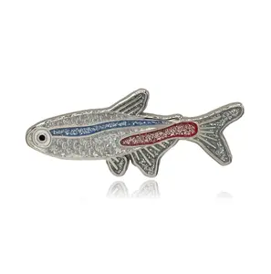 Neon Tetra Fish Enamel Pin