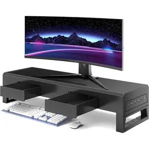 Computer  stand with three drawer ,22W  , 2 USB 3.0 , and 1 USB 2.0 ,Laptop Desk Shelf &  Riser 27.55 inches long desk riser Monitors/PC/Laptop/Computer Space Saver Organizer ,Heavy Duty  Gaming Studio Office(USB Hub Fast  Version, 700mm Drawer)