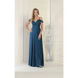Teal Blue Bridesmaid Dresses in Satin and Plus Size Gowns by MQ1988