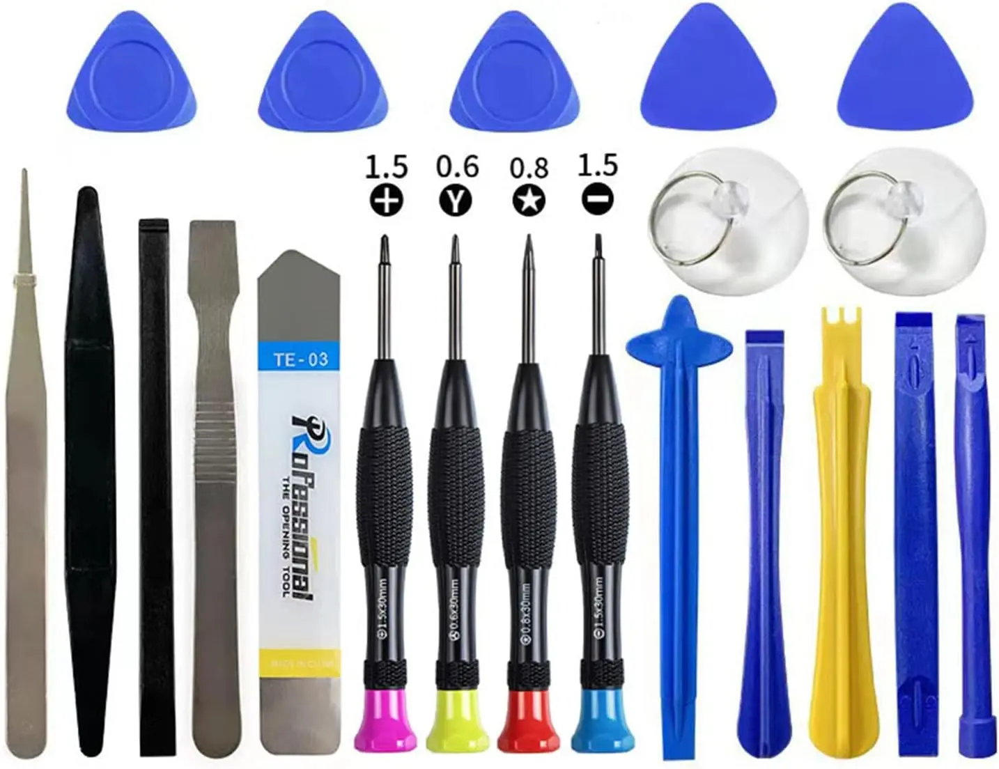 21-Count Multifunctional Screwdriver & Repair Tool Set with Phillips, Pentalobe, Flat, Triangle Screwdrivers, Rotatable Caps for iPhone (XR, 8 Plus, 6s, XS, 11 Pro Max), iPad, Laptop, DIY Projects, Diy Screwdriver