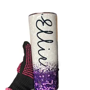 Personalized name tumbler 20oz skinny stainless steel glitter like Drinkware