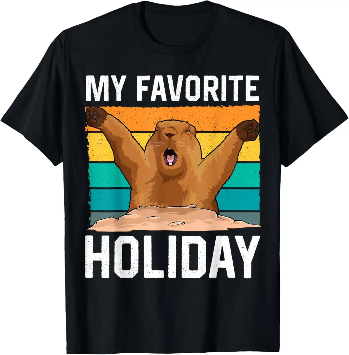 The Groundhog Day My Favorite Holiday Woodchuck Funny Marmot T-Shirt Pure Cotton Graphic Tees Menswear Top: Gifts for Men & Women, Natural, Shortsleeve
