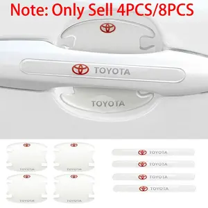 4/8Pcs Transparent Car Anti-Collision Strip Door Handle Bowl Protector Film Anti-Scratch Sticker For Cars For Toyota Corolla Camry Chr Rav4 Aygo Yaris Hilux Prius Avensis Auris Auto Styling Accessories Automotive Accessories Vehicle Exterior Decoration