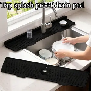 Faucet Mat for Kitchen Sink,Silicone Sink Splash Guard, Slope Fast Self-draining, Fast Drying Tidy Faucet Mat Splash Guard