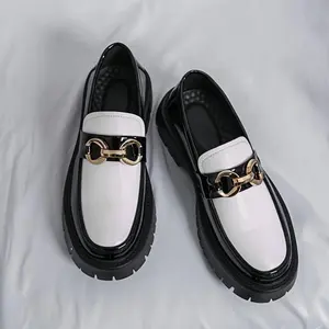 Men's Height-Increasing Bit Loafers - Gloss Black Driving Shoes |   Breathable Leather Slip-Ons for Business Casual & Office  Footwear men shoes