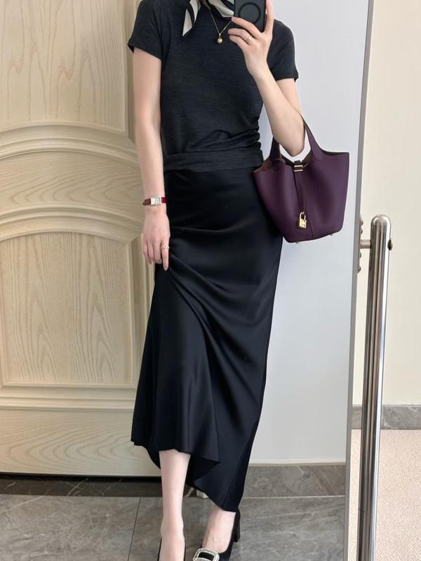 Women's Fashionable Plain Color Leather Handbag, Casual Versatile Handbag with Lock Design, Trendy All-match Purse for Daily Use