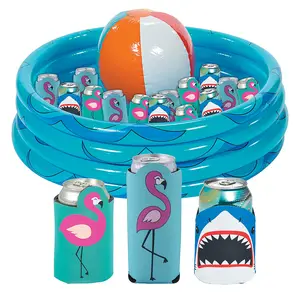 49 Pc. Inflatable Beach Drink Cooler with Can Coolers Party Kit for 48