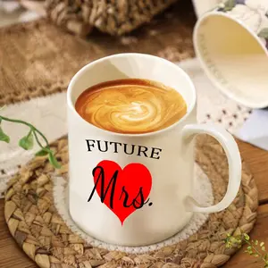 Letter Slogan and Heart Pattern Coffee Mug, 1 Count Ceramic Mug with Handle, Drinkware for Kitchen Use