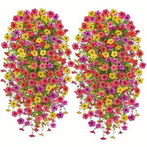 This 2-piece artificial violet vine, Artificial Flower Arrangements, features a four-color design, mimicking hanging violet flowers. The realistic silk vine and blossoms make it suitable for decorative occasions, including indoor and wedding parties