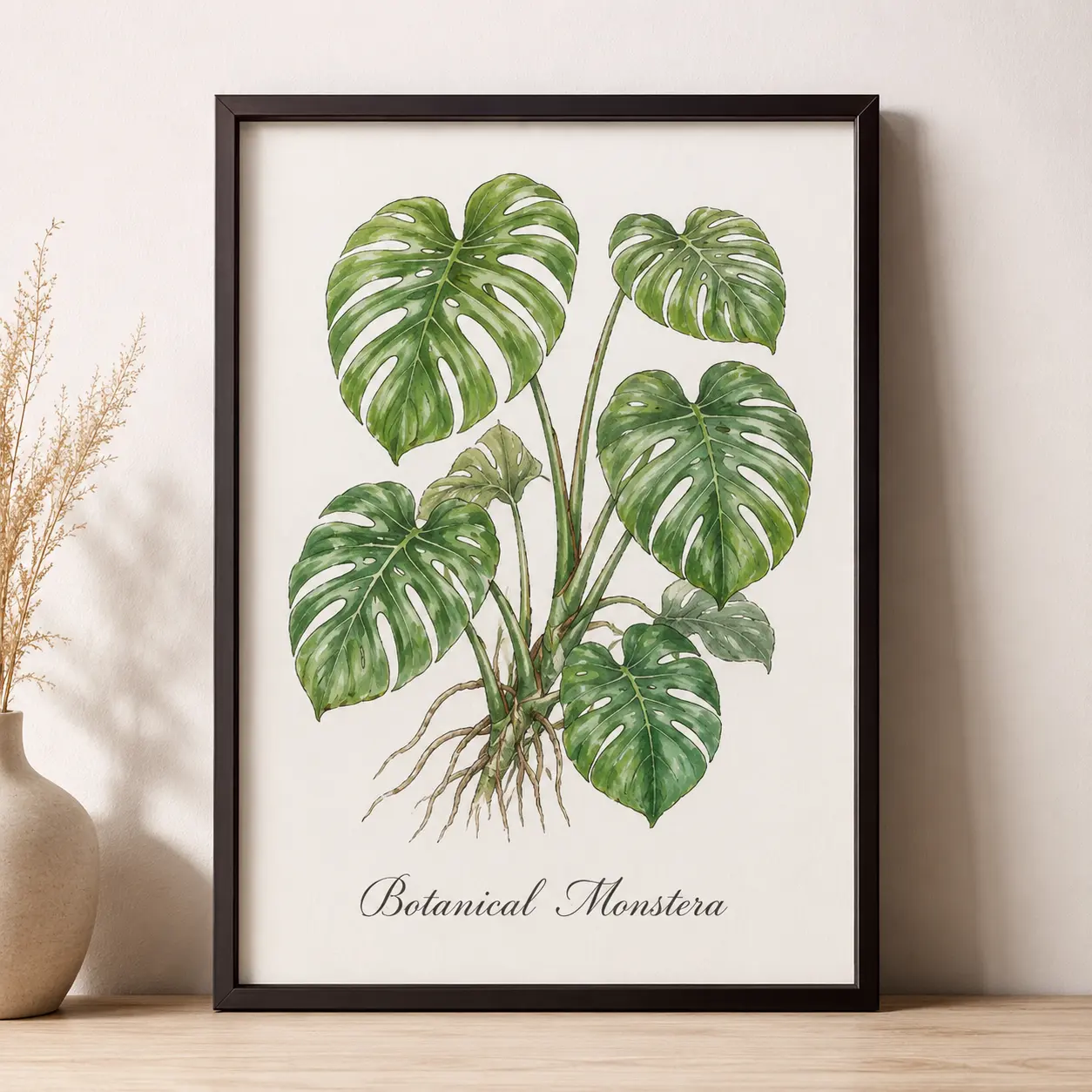 Botanical Monstera Wall Art Poster, Tropical Leaf Print, Green Plant Room Decor | Poster No Frame