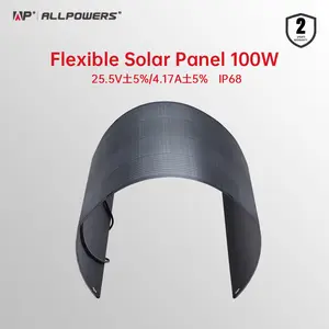 ALLPOWERS SF100 Flexible Solar Panel 100W, IP68 Waterproof, Bendable Semi-Flexible Monocrystalline Solar Panel, Suitable for RV Roofs, Boat Cabins, and Uneven Surfaces