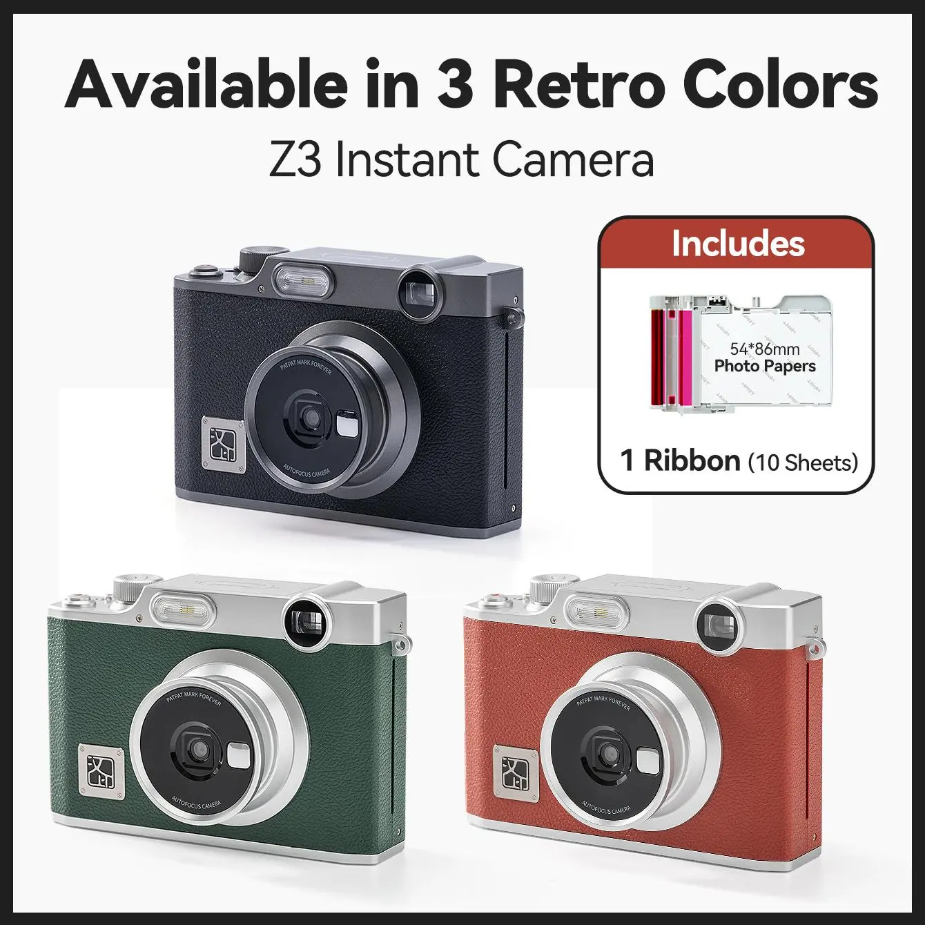 HPRT Z3 2x3" 2-in-1 Instant Camera & Portable Photo Printer (10 Sheets Included) - Compact Pocket Design, AR Video, Bluetooth - Ideal Travel & Party Gift