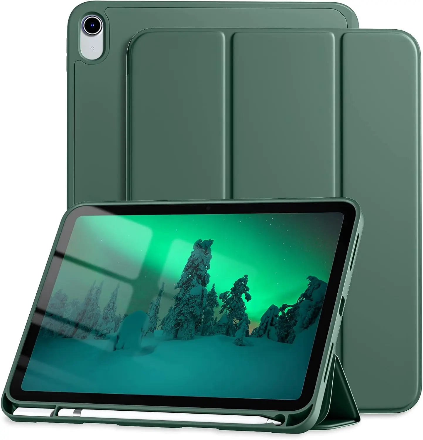 Handheld iPad Case for 10th Gen - 10.9-Inch 2022/11-Inch 2025 Tablets, Magnetic Pencil Holder, Smart Cover, Soft TPU Back, Auto Wake/Sleep, Blue/Green Protective Electronics Accessory