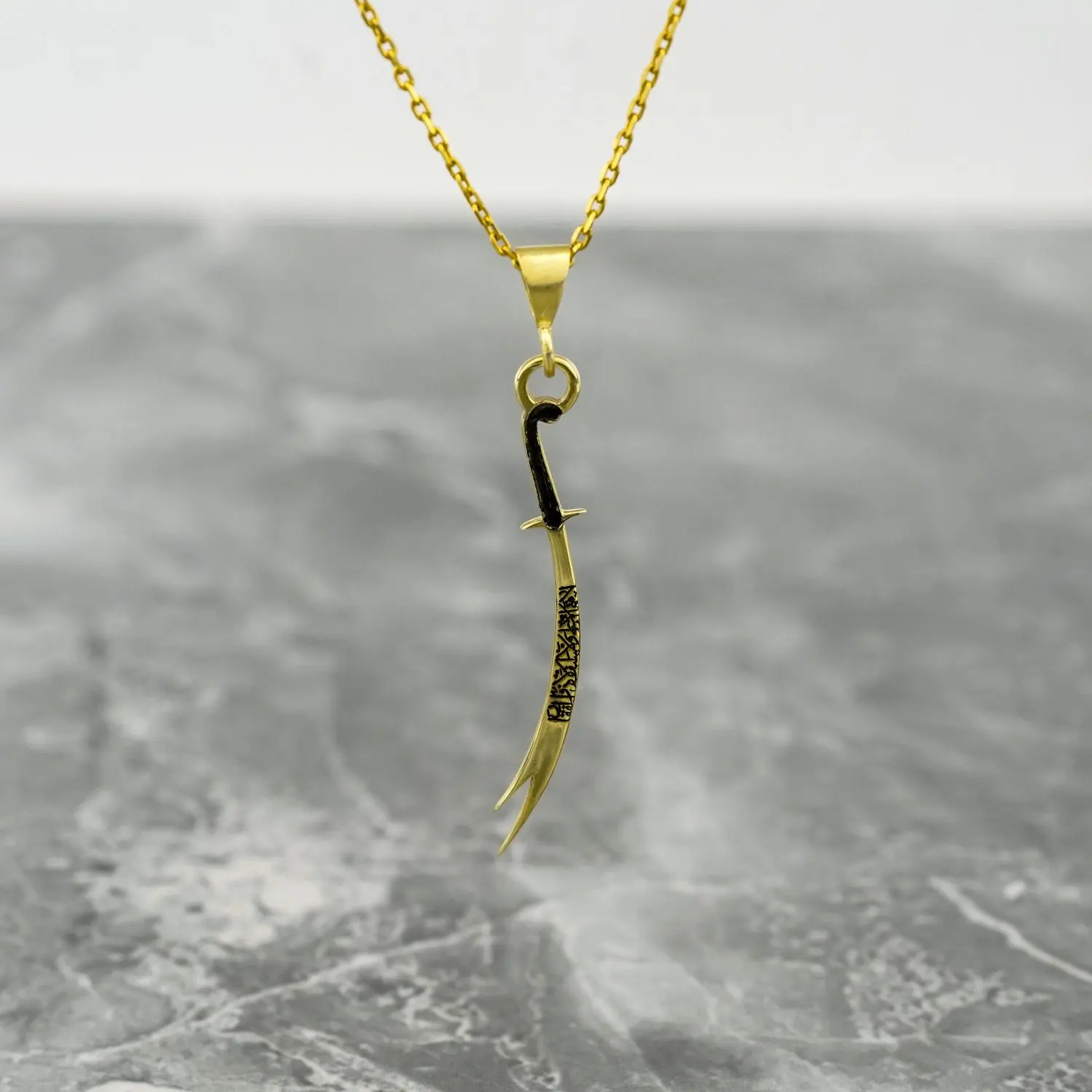 Zulfiqar Sword Necklace, Muslim Jewelry - 925 Silver Islamic