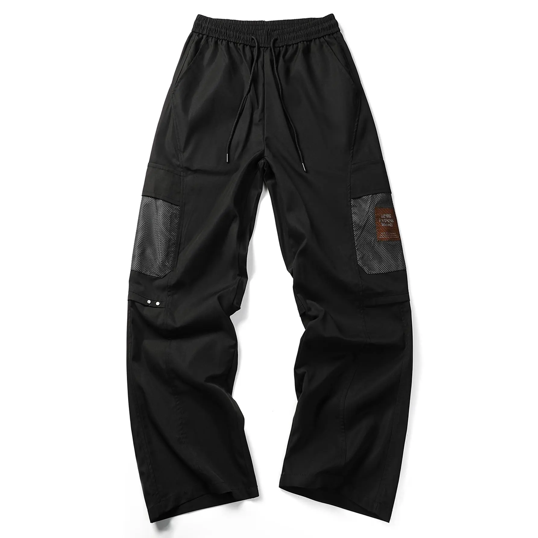 Men's Black Mesh Panel Techwear Cargo Pants Breathable Relaxed Fit Streetwear Trousers, Utility Wide Leg Style, Y2K Fashion, Acubi Aesthetic, Viral Outfit, Clean Fit, Trending 2026, Everyday Wear