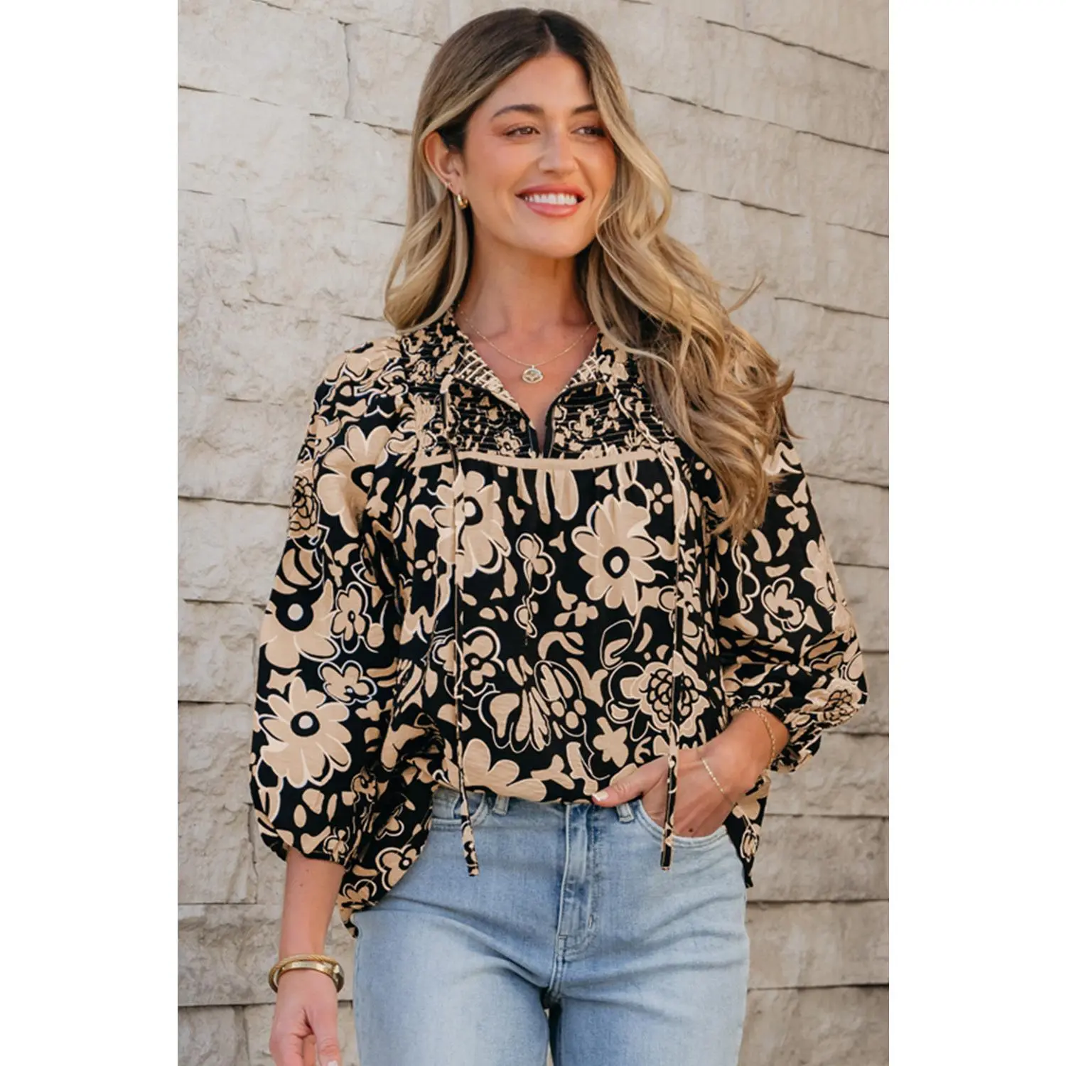 Camilla Bracelet Sleeve Boho Blouse