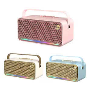 MUCW-A01 Fashion Bluetooth Speaker - 20W High Power, Vintage Aesthetic, Bluetooth 6.0, TWS, TF USB AUX, RGB Light,Ultra-long battery life Portable for Women's Daily & Outdoor Fun party