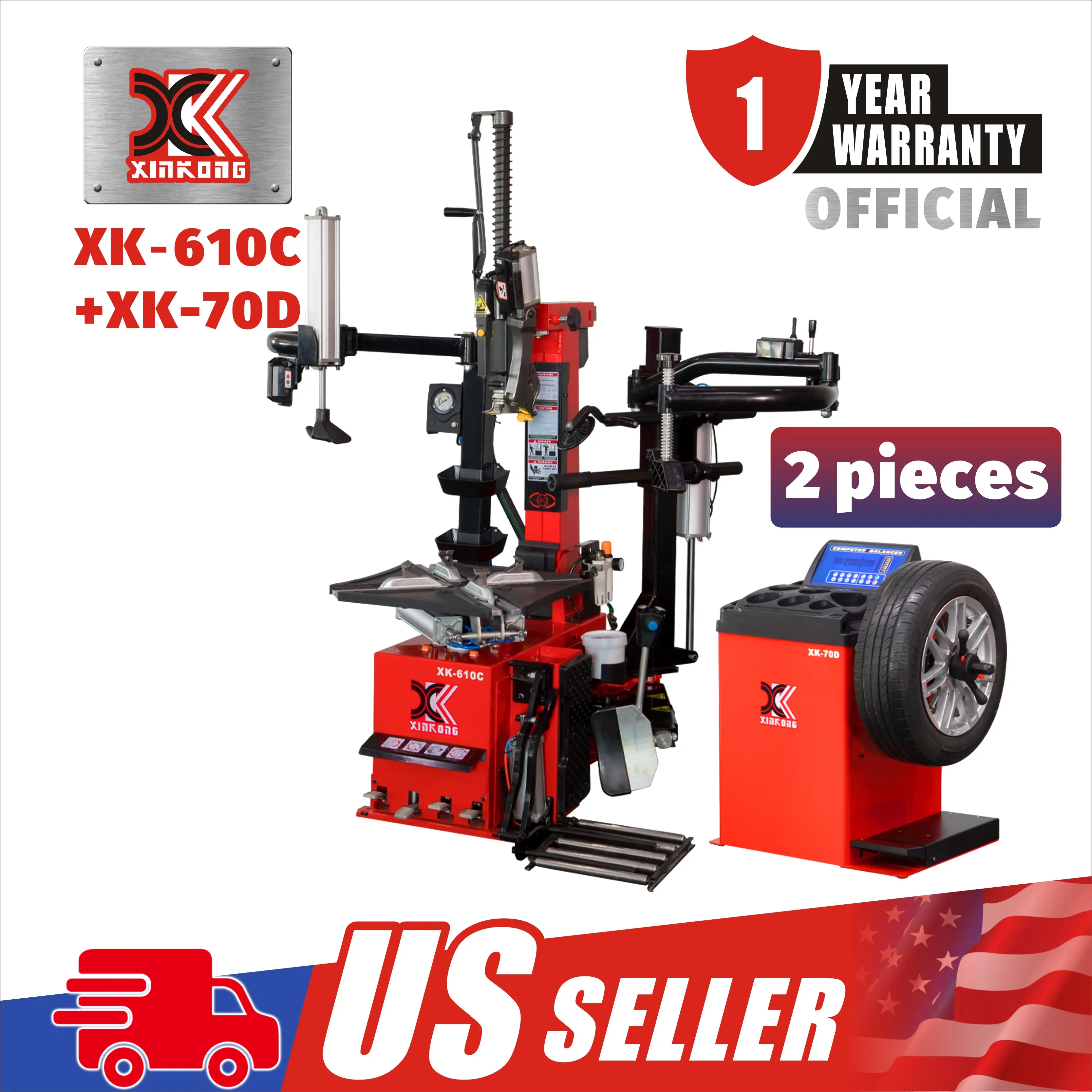 XK Multi-Models Tire Changer Machine Combo XK-70D Wheel Balancer Rim Clamp 28 Inches 2.0 Horsepower