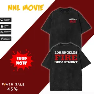 9 1 1 Tv Show Lafd T-Shirt  Firefighter Inspired Graphic Featuring Buckley And Bobby Nash With Lafd Elements  Trendy Cotton Graphic Gift Style With Bold Heroic Emergency Aesthetic Unisex Casual Graphic T-Shirt