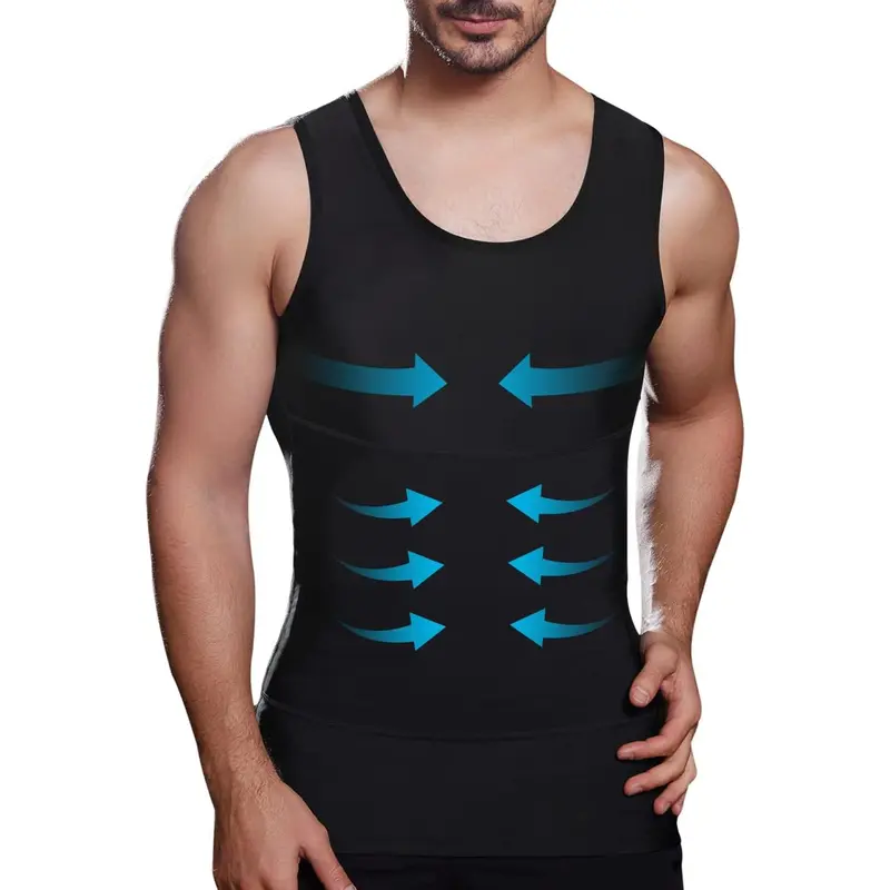 Mens Slimming Body Shaper Vest, Gynecomastia Compression Shirts, Tummy Control Undershirts - Change in Seconds Fabric Menswear body shaper compression Basketball Dress