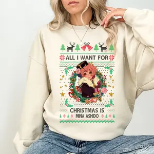 Mina Ashido Christmas SweatShirt, My Heroes Academiaa SweatShirt, MHA Christmas Tee, Gift For Fan, For Men, For Women, Streetwear
