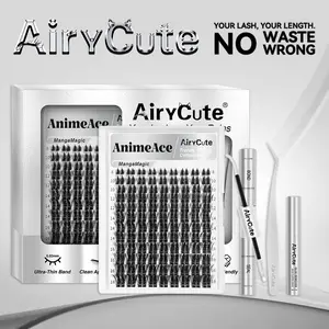 AnimeAce | AiryCute MangaMagic Collection | Upgrade U Lashes with Ultra-Dense, Waterproof, Long-Lasting Lashes | Fashion Wet Look | Beginner Friendly DIY Lashes For a Flawless, Voluminous Look | Trendy & Must-Have Clusters