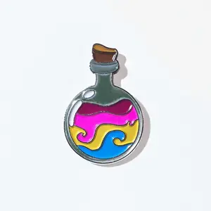 Pansexual Pride Potion Pin - 1.25 Inch Enamel Pin with Butterfly Clip - LGBTQ Pride Design - High-Quality Materials - Custom Backing Card Included