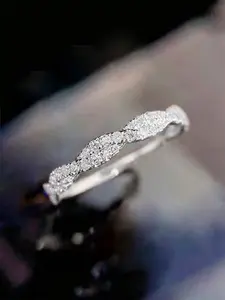 Women's Elegant Twist Design Artificial Zircon Decor Ring, Exquisite Trendy Engagement Ring, Promise Ring, Chic Gorgeous Jewelry As Anniversary Wedding Gift for Girlfriend, Cubic Zirconia Ring