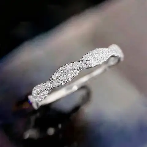 Women's Elegant Twist Design Artificial Zircon Decor Ring, Exquisite Trendy Engagement Ring, CZ Promise Ring, Chic Gorgeous Jewelry As Anniversary Wedding Gift for Girlfriend, Cubic Zirconia Ring, Elegant Fashion Rings