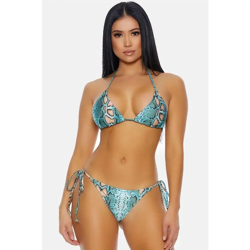 Turquoise Snake Two Piece Swimsuit