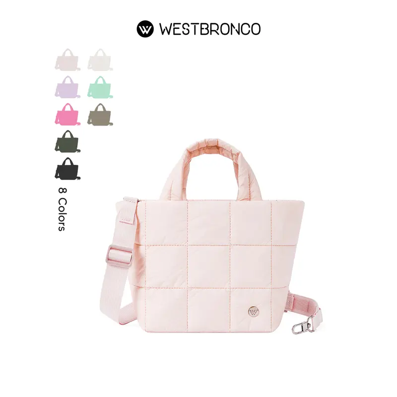 WESTBRONCO Women's Mini Puffer Foldable Tote Bag - Nylon Fabric, Adjustable Strap, Lightweight, Waterproof, Athletic Crossbody for Summer Fashion, Gym Use (Bags for Women, Do Not Wash)