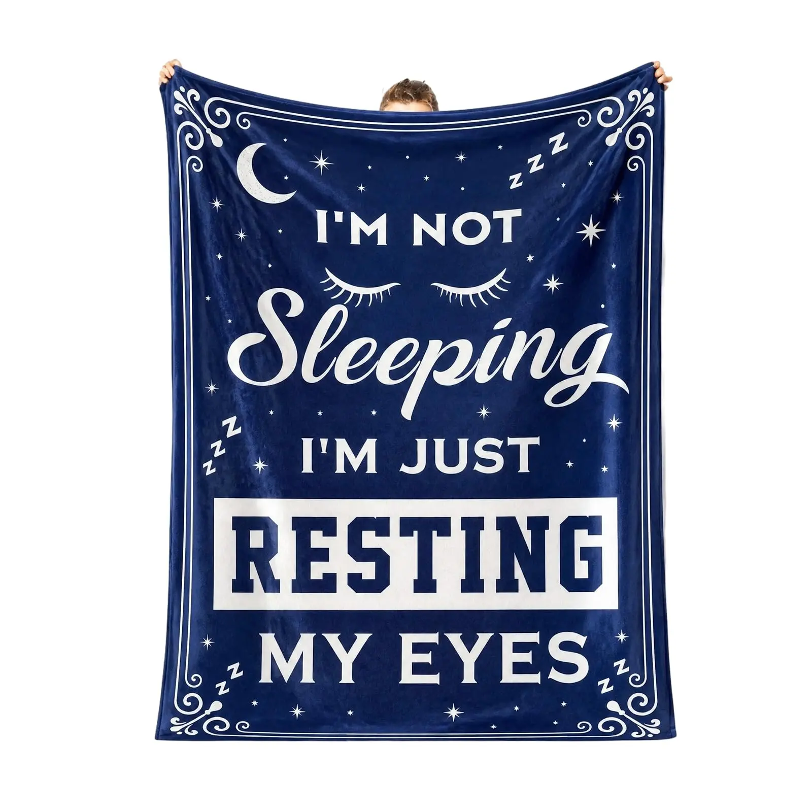 Soft Fleece 'Resting My Eyes' Funny Blanket - Lazy Sunday Essential, Cozy Gift Idea for Bedding & Linens