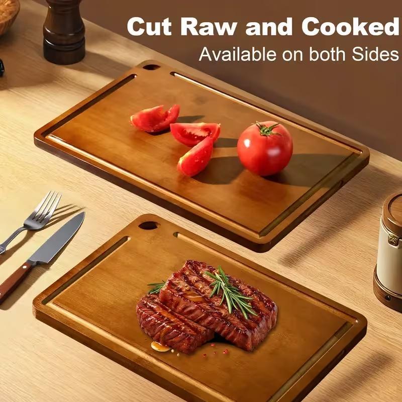 Azedele 3-Piece Set Bamboo Cutting Board for Kitchen - Crack-Resistant Wood Chopping Boards with Deep Juice Grooves, Pre-Oiled Butcher Block for Meat, Vegetables & Cheese, Carbonized,Eco-Friendly