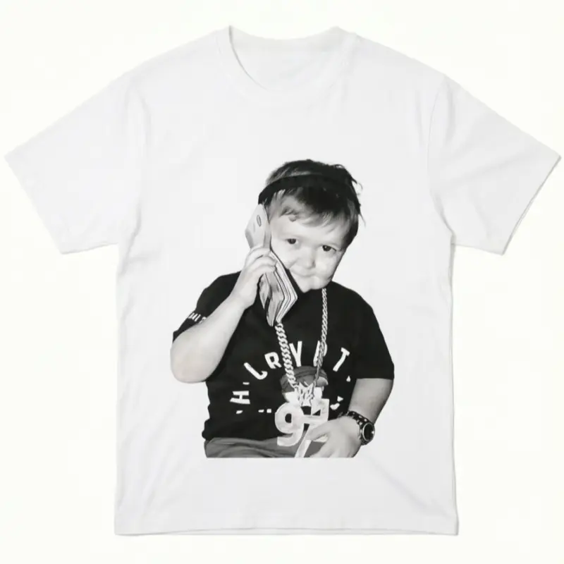 Hasbulla Graphic T-Shirt Funny Viral Meme Apparel Men's Black Streetwear Tee Trendy Social Media Icon Short Sleeve Gift