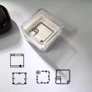 Border Stamps Decorative Frame Stamps with Bear Heart Sun Browser Window Patterns, Transparent Stamps for Journal Scrapbooking Card Making Planner Creative Stamps