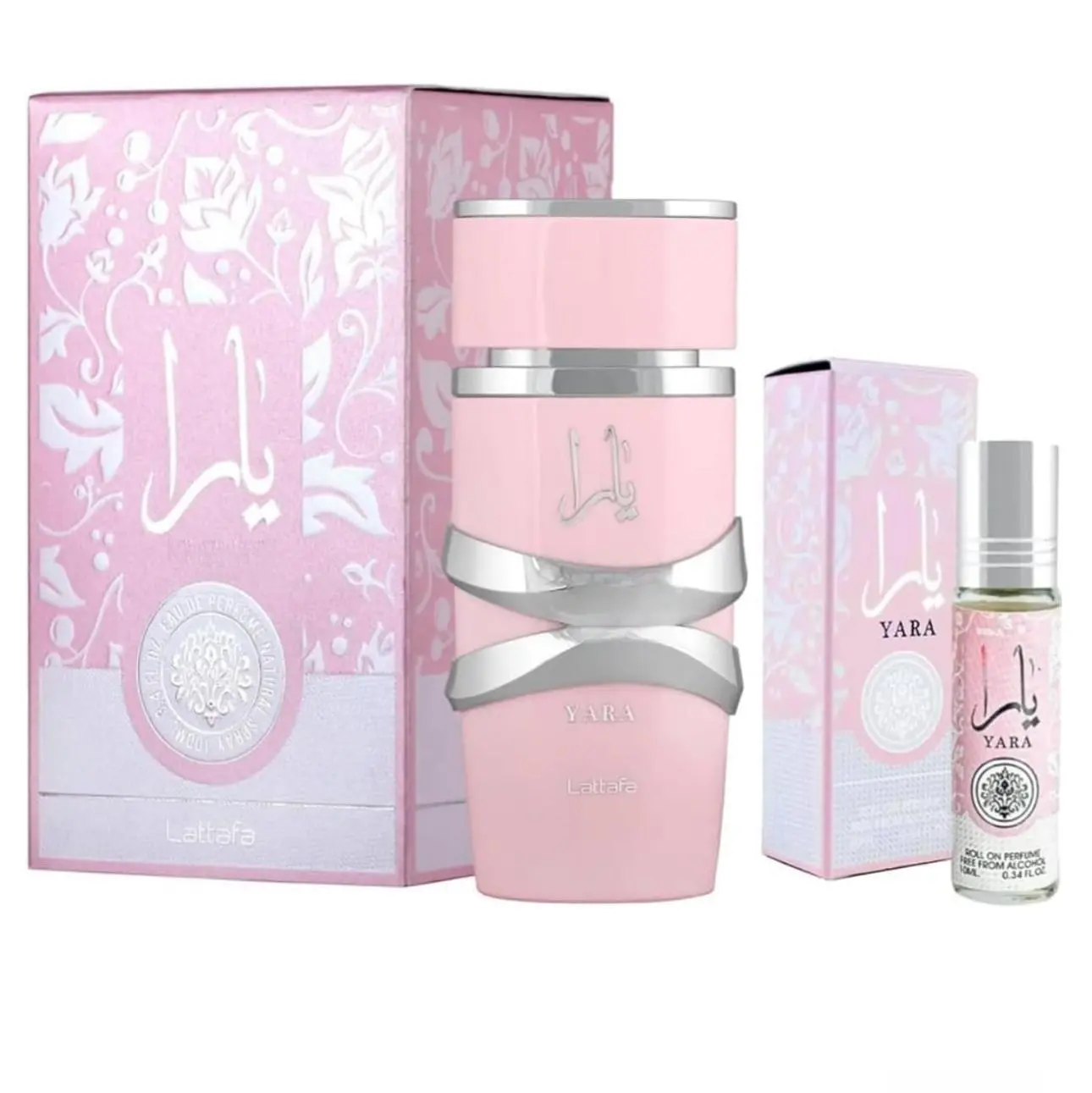 Lattafa Yara Fragrance Duo for Women - 3.4 oz EDP Spray & 0.34 oz Perfume Oil - Long-Lasting Floral Scent Perfume with Vanilla, Elegant Floral Fragrance, Musk, Adults, 3.4Oz, Contains Alcohol, Multi-Pack, Signature Scent, All Occasions, 3 To 3.9 Fl Oz